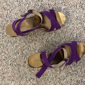 Jimmy Choo Suede purple wedge sandals